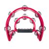 Double Jingle Handheld Half Moon Tambourine, Multi Color