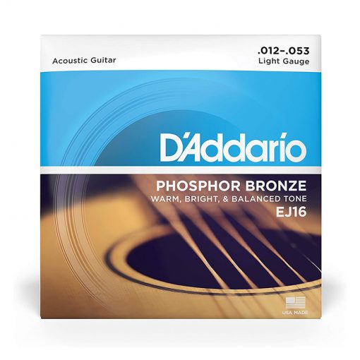 D’Addario EJ16 Phosphor Bronze Acoustic Guitar Strings, .012-.053-1