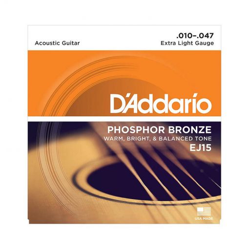 DAddario EJ15 Phosphor Bronze Acoustic Guitar Strings, Extra Light, 10-47-01