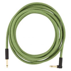 Fender Festival Hemp Angled Instrument Cable, 18.6ft, Pure Hemp, Green-01
