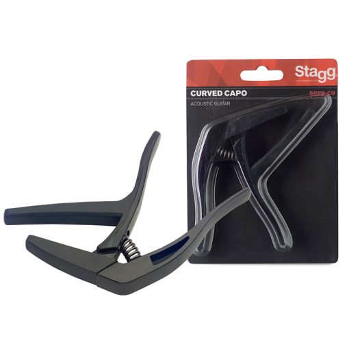 Stagg SCPX-CU BG Curved Trigger Capo for Acoustic Electric Guitar, BK-01