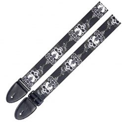 Stagg STE BLACK SKULL Terylene Guitar Strap with Black Skull Motif-01