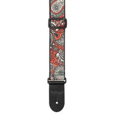 Stagg Woven Nylon Guitar Strap with Red Yellow Paisley Pattern 1-04