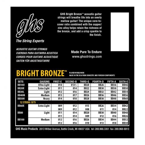GHS BB30L Bright Bronze, 80-20 Acoustic Guitar Strings, Light (012-054)-04