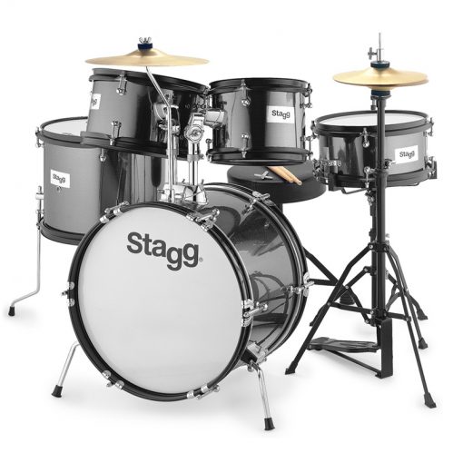 Stagg 5-piece Junior Drum Set with Hardware, TIM JR 5-16B BK-01