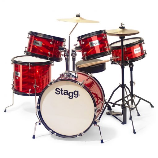 Stagg 5-piece Junior Drum Set with Hardware, TIM JR 5-16B Red-01