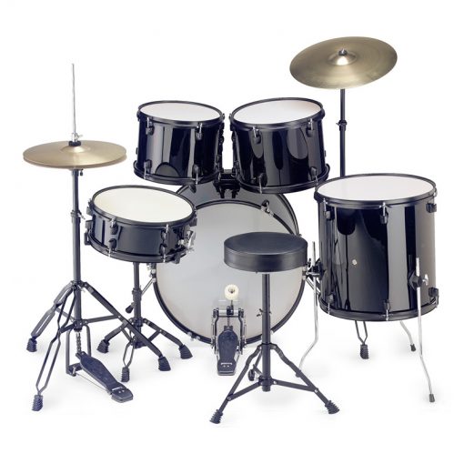 Stagg TIM122B BK Drum Set with Cymbals, Drum Throne & Sticks, Black-02