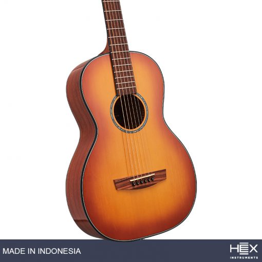 Hex P300HB G (Honey Burst) Parlor Acoustic Guitar with Standard Gig Bag-08