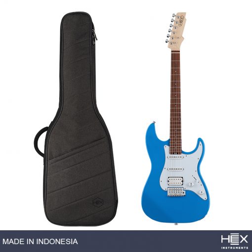 Hex E100 G-LB Lake Blue Stratocaster Electric Guitar with Deluxe Bag-01