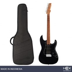 Hex E300 S-BK Black Stratocaster Electric Guitar with Deluxe Bag-01