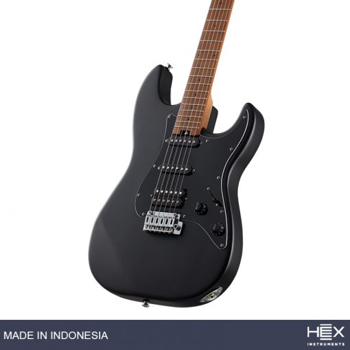 Hex E300 S-BK Black Stratocaster Electric Guitar with Deluxe Bag-03