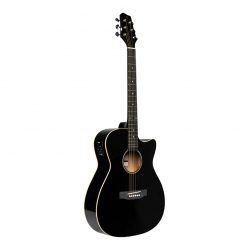 Stagg SA35 ACE-BK Auditorium Cutaway Electro-Acoustic Guitar, Black-01