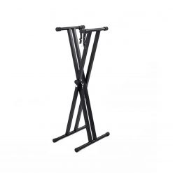 Adjustable Double Braced Keyboard Stand, Black-04