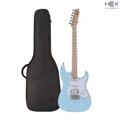 Hex E100 Plus SPBL Stratocaster Electric Guitar with Deluxe Bag-01