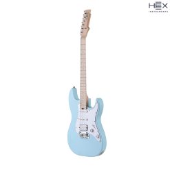 Hex E100 Plus SPBL Stratocaster Electric Guitar with Deluxe Bag-04