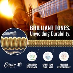Elixir 11027 Nanoweb 80-20 Bronze Acoustic Guitar Strings, 11-52-02