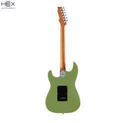Hex E300 S-SF Safari Green Stratocaster Electric Guitar with Deluxe Bag-03
