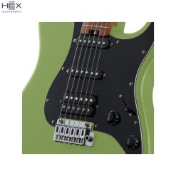 Hex E300 S-SF Safari Green Stratocaster Electric Guitar with Deluxe Bag-05