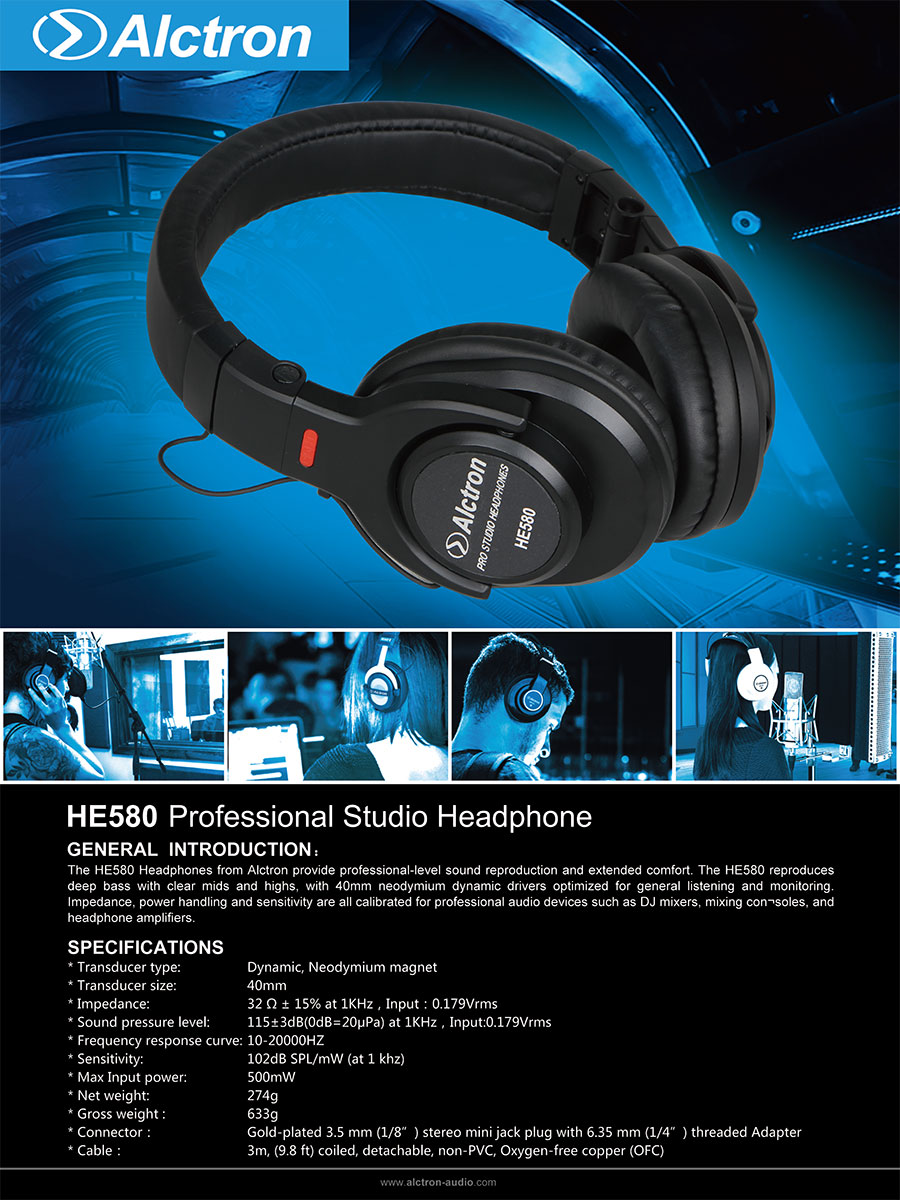 Alctron HE580 Professional Monitoring Headphones-06