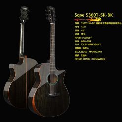 SQOE S360T-SK-BK Solid Mahogany Top Acoustic Guitar with Bevel Cut-01
