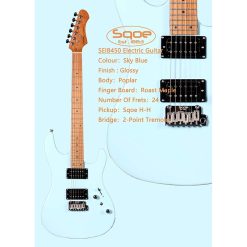 Sqoe SEIB450 Electric Guitar, Sonic Blue-04