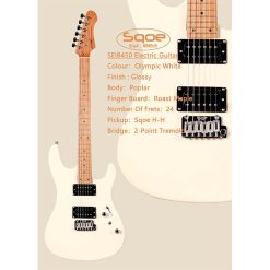 Sqoe SEIB450 Electric Guitar, White-01