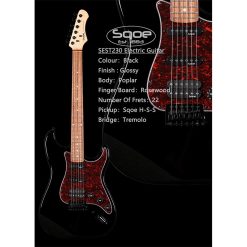 Sqoe SEST230 Electric Guitar, Black-02
