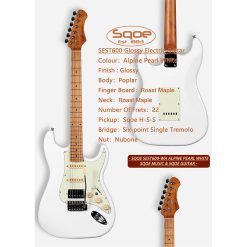 Sqoe SEST600 Electric Guitar, White-01