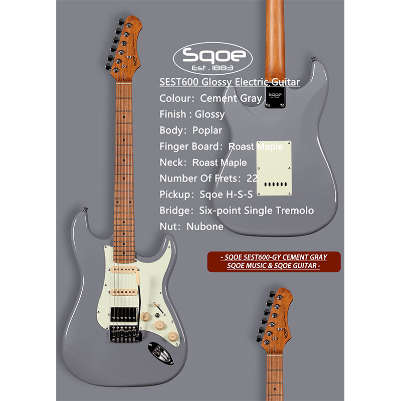 Sqoe SEST600 Electric Guitar, Cement Gray-01 Sqoe SEST600 Electric Guitar, Cement Gray-01