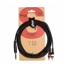Stagg SYC3-PS2CM E Stereo 3m Jack to Twin RCA Plugs, Black-01