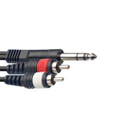 Stagg SYC3-PS2CM E Stereo 3m Jack to Twin RCA Plugs, Black-02