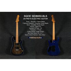 Sqoe SEIB650 Electric Guitar, Deep Sea Blue-01
