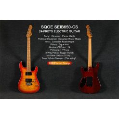 Sqoe SEIB650 Electric Guitar, Sunset Orange-02