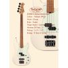 Sqoe SPJ600 Bass Guitar, Olympic White-02