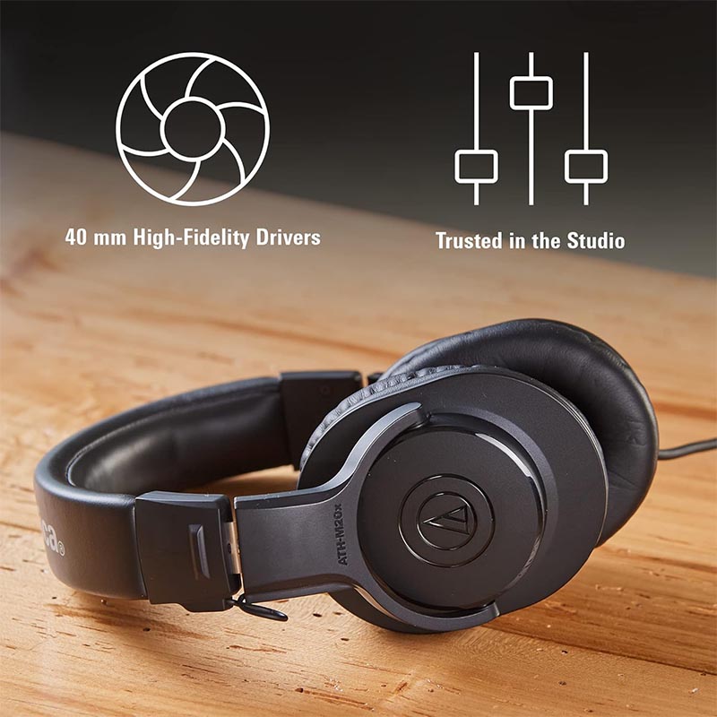 Audio Technica ATH M20x Professional Studio Monitor Headphones, Black-05 Audio Technica ATH M20x Professional Studio Monitor Headphones, Black-05