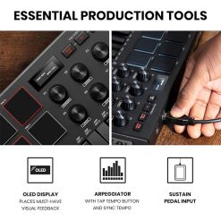 Akai MPK Mini Mk3 Compact Keyboard Controller, Black-06