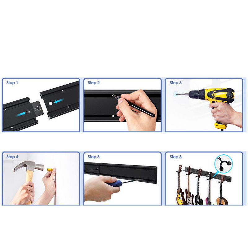 Wall-Mounted Guitar Stand Display Rack – Set of 5-04 Wall-Mounted Guitar Stand Display Rack – Set of 5-04