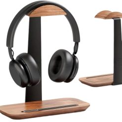 Wooden Desktop Headphone Stand with Storage Base-01