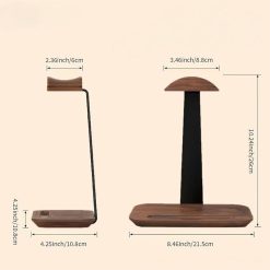 Wooden Desktop Headphone Stand with Storage Base-02