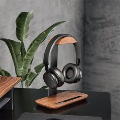 Wooden Desktop Headphone Stand with Storage Base-03