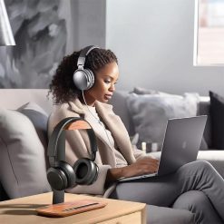 Wooden Desktop Headphone Stand with Storage Base-05